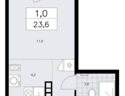 Студия, 23,6&nbsp;м²