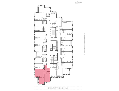 2-к. квартира, 64 м²