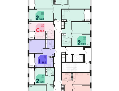 2-к. квартира, 62&nbsp;м²