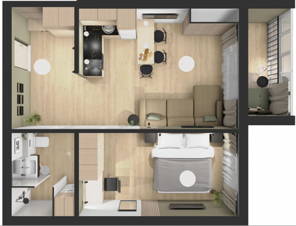 1-к. квартира, 51,6&nbsp;м²