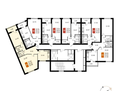 2-к. квартира, 63&nbsp;м²