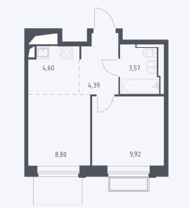 2-к. квартира, 32&nbsp;м²