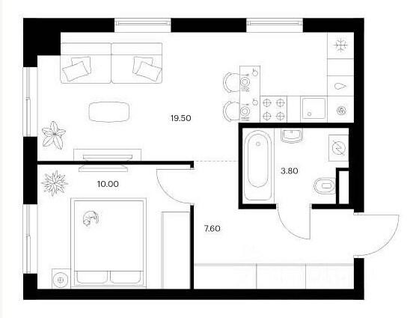 1-к. квартира, 40,9 м²