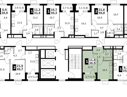 1-к. квартира, 30&nbsp;м²