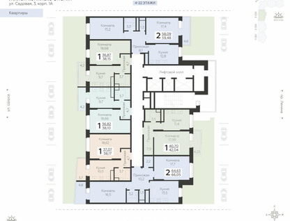 1-к. квартира, 38&nbsp;м²