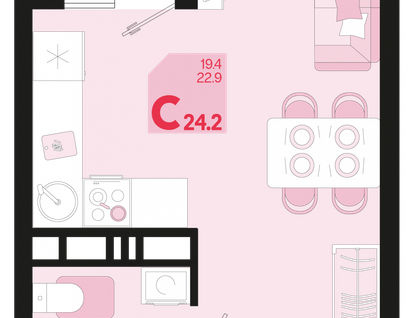 Студия, 24,2&nbsp;м²