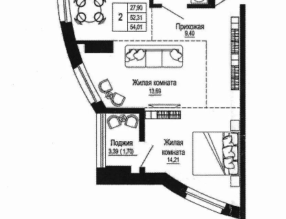 2-к. квартира, 52,6&nbsp;м²