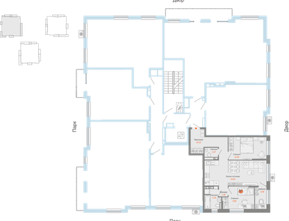 3-к. квартира, 68 м²