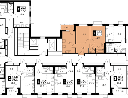 2-к. квартира, 51 м²