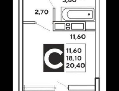 Студия, 20,4&nbsp;м²