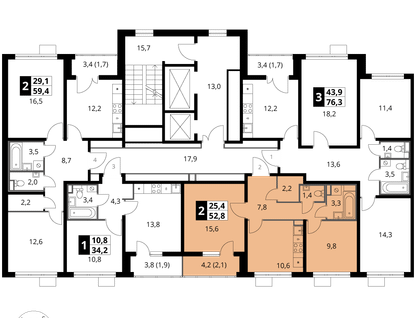 2-к. квартира, 52&nbsp;м²
