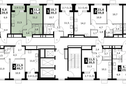 1-к. квартира, 31&nbsp;м²