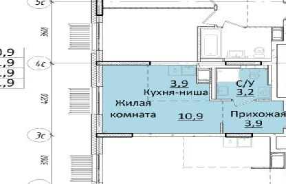 Студия, 21,9&nbsp;м²