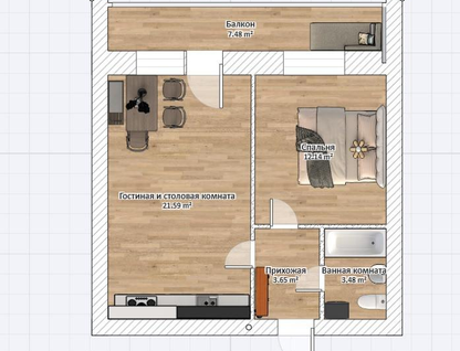 2-к. квартира, 47,6&nbsp;м²
