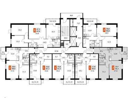 2-к. квартира, 58&nbsp;м²