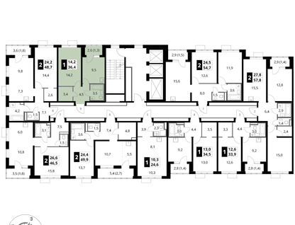 1-к. квартира, 36&nbsp;м²