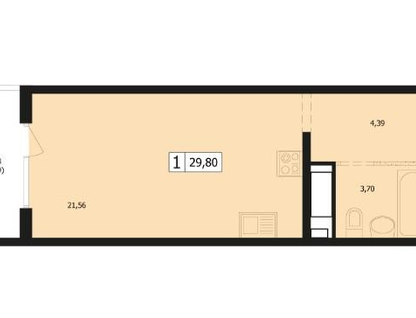 Студия, 29,3&nbsp;м²