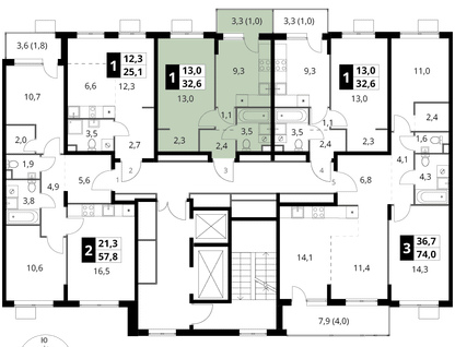 1-к. квартира, 32&nbsp;м²