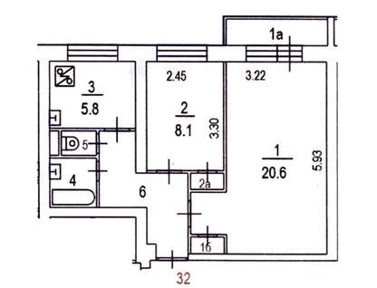 2-к. квартира, 45,4&nbsp;м²