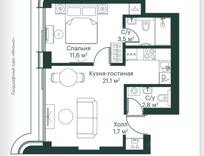 2-к. квартира, 39,5&nbsp;м²
