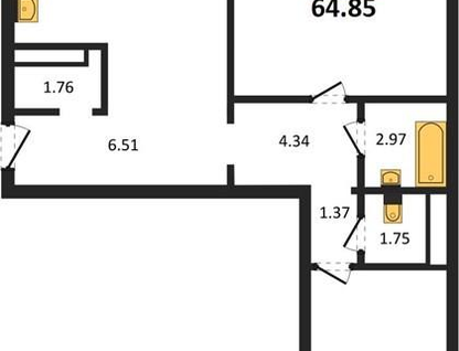 2-к. квартира, 64,8&nbsp;м²