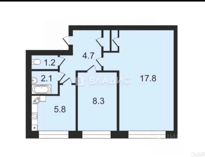 2-к. квартира, 41 м²