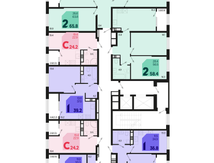 2-к. квартира, 60 м²