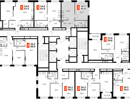 1-к. квартира, 41 м²
