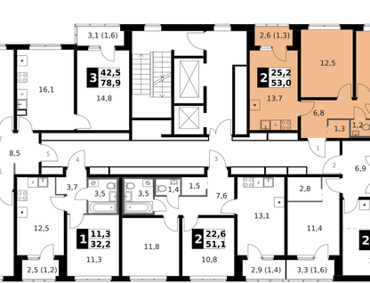 2-к. квартира, 54&nbsp;м²