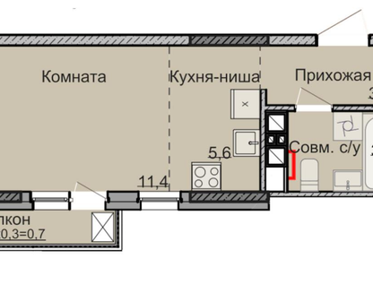 Студия, 26,4&nbsp;м²