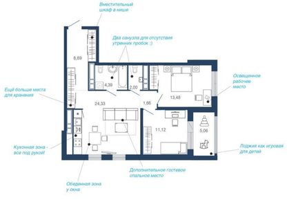 2-к. квартира, 70,8&nbsp;м²
