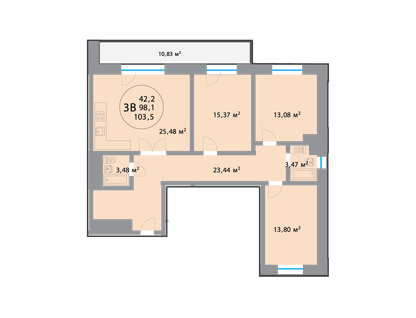 4-к. квартира, 104&nbsp;м²