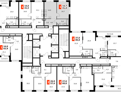 1-к. квартира, 41 м²