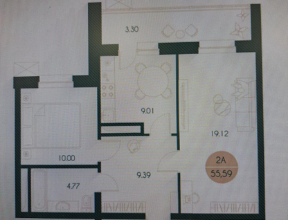 2-к. квартира, 55,6&nbsp;м²