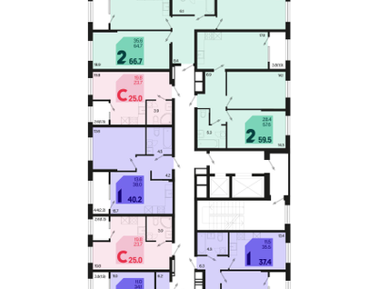 2-к. квартира, 61 м²