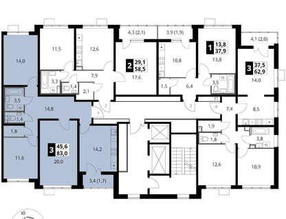 3-к. квартира, 83&nbsp;м²