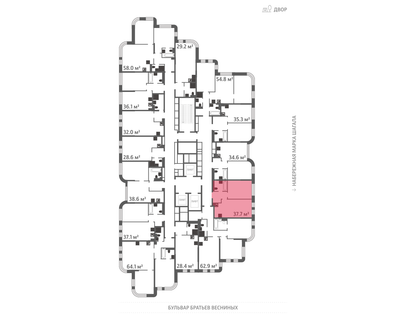 1-к. квартира, 37&nbsp;м²
