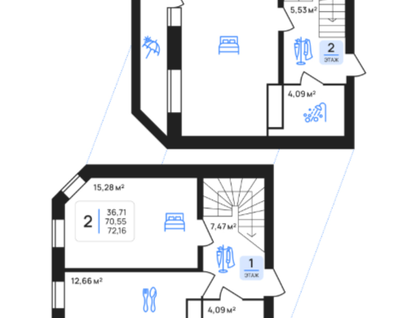 2-к. квартира, 72,2&nbsp;м²