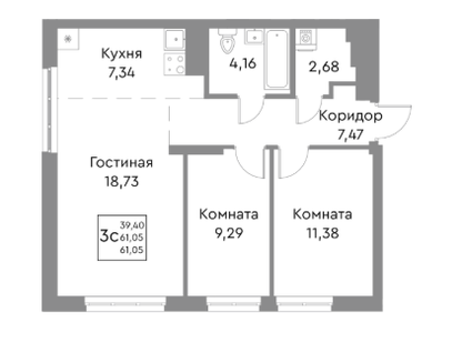 1-к. квартира, 26,2&nbsp;м²