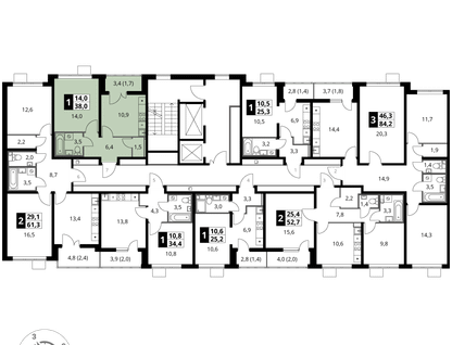 1-к. квартира, 38&nbsp;м²