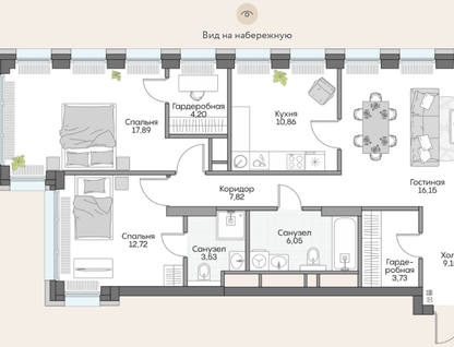 Студия, 89,5&nbsp;м²