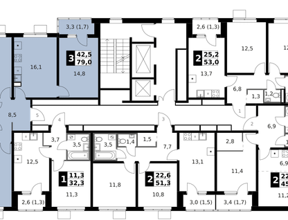 3-к. квартира, 79&nbsp;м²