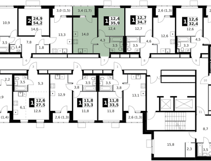 1-к. квартира, 35 м²