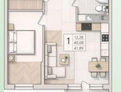 1-к. квартира, 41,9&nbsp;м²