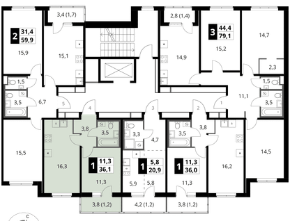 1-к. квартира, 36&nbsp;м²