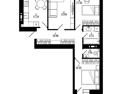 3-к. квартира, 70,2&nbsp;м²