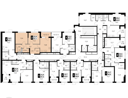 2-к. квартира, 57&nbsp;м²