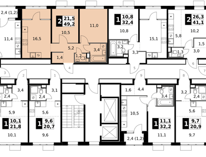 2-к. квартира, 49 м²