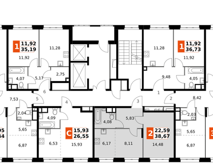 2-к. квартира, 38 м²