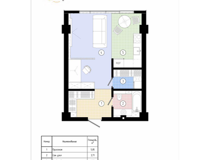 1-к. квартира, 37&nbsp;м²